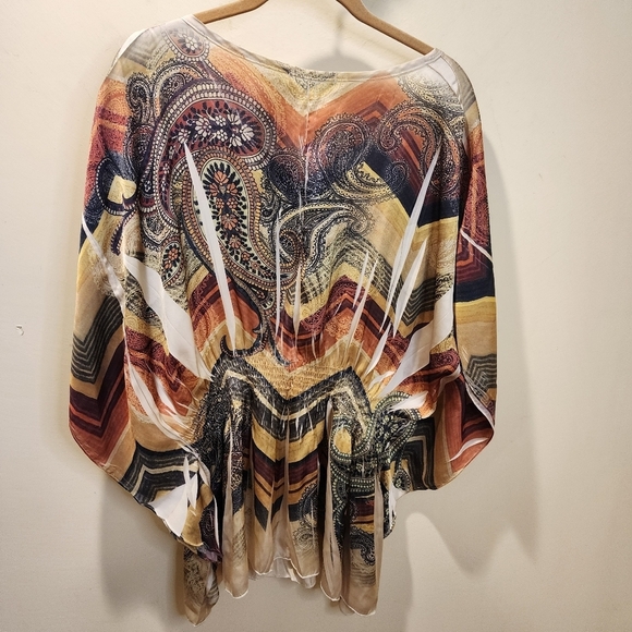 Dressbarn Printed Butterfly sleeves blouse size L - Picture 4 of 10